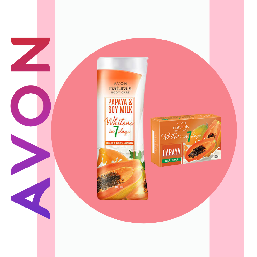 Avon Naturals Papaya & Soy Lotion (400 ml) and Soap Bundle (120g