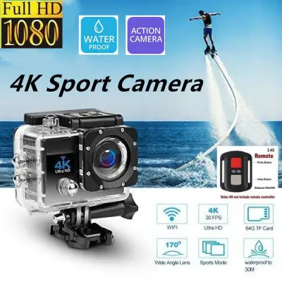 B5 Waterproof 4K Sports Action Camera WIFI +WRIST RF Ultra HD Waterproof Cam 16MP DV Camcorder with 30M Degree Wide Angle 2.0 Inch LCD 100 Feet Underwater with Accessories Kits and Rechargeable Battery With Remote