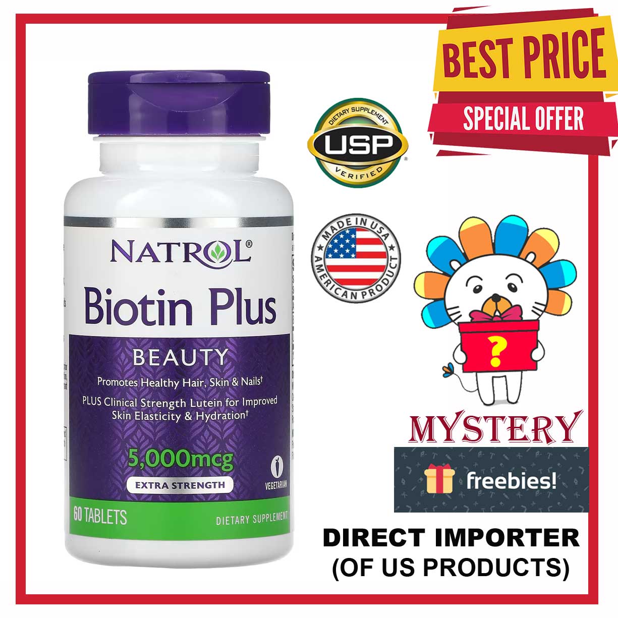 Natrol, Biotin Plus, Extra Strength, 5,000 mcg, 60 Tablets | Lazada PH