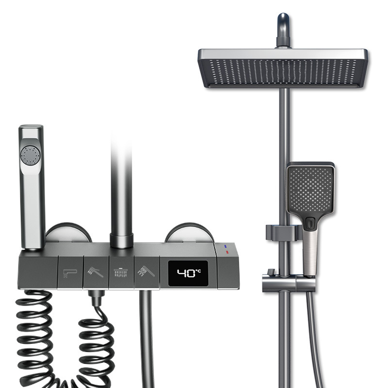 Shower set for bathroom 4 in 1 Temperature display shower sets Brass