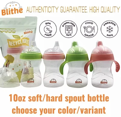 Blithe 10oz soft spout bottle, hard spout sippy cup choose your color/variant nipple replacement comotomo compatible water bottle tumbler