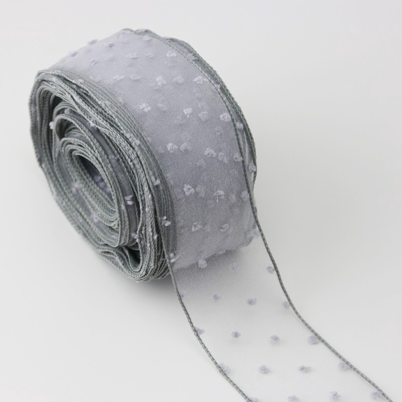 (5 yards) 5cm dots ribbon silk organza ribbon colored Hair bow