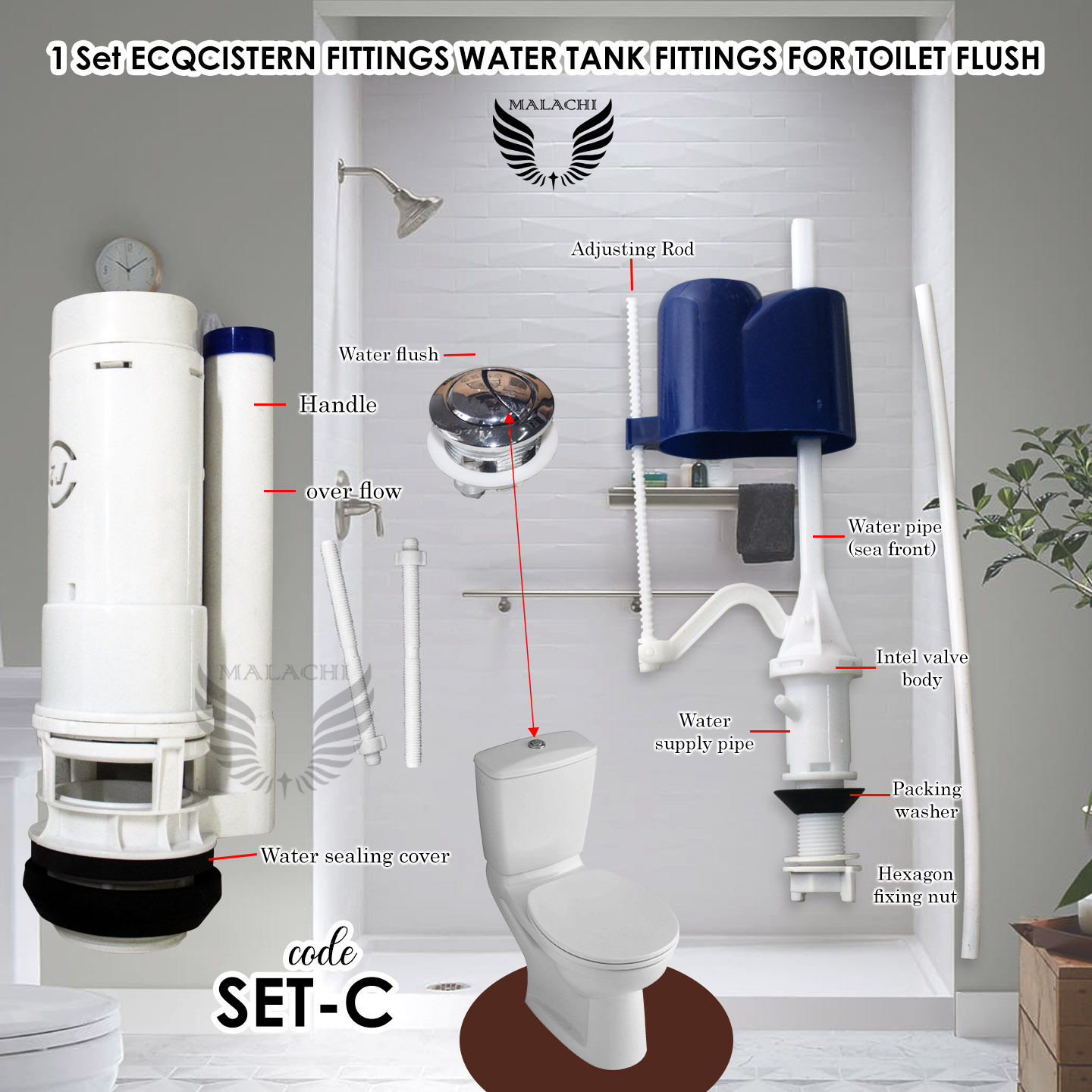 Malachi 1 Set ECQCISTERN FITTINGS WATER TANK FITTINGS FOR TOILET FLUSH ...