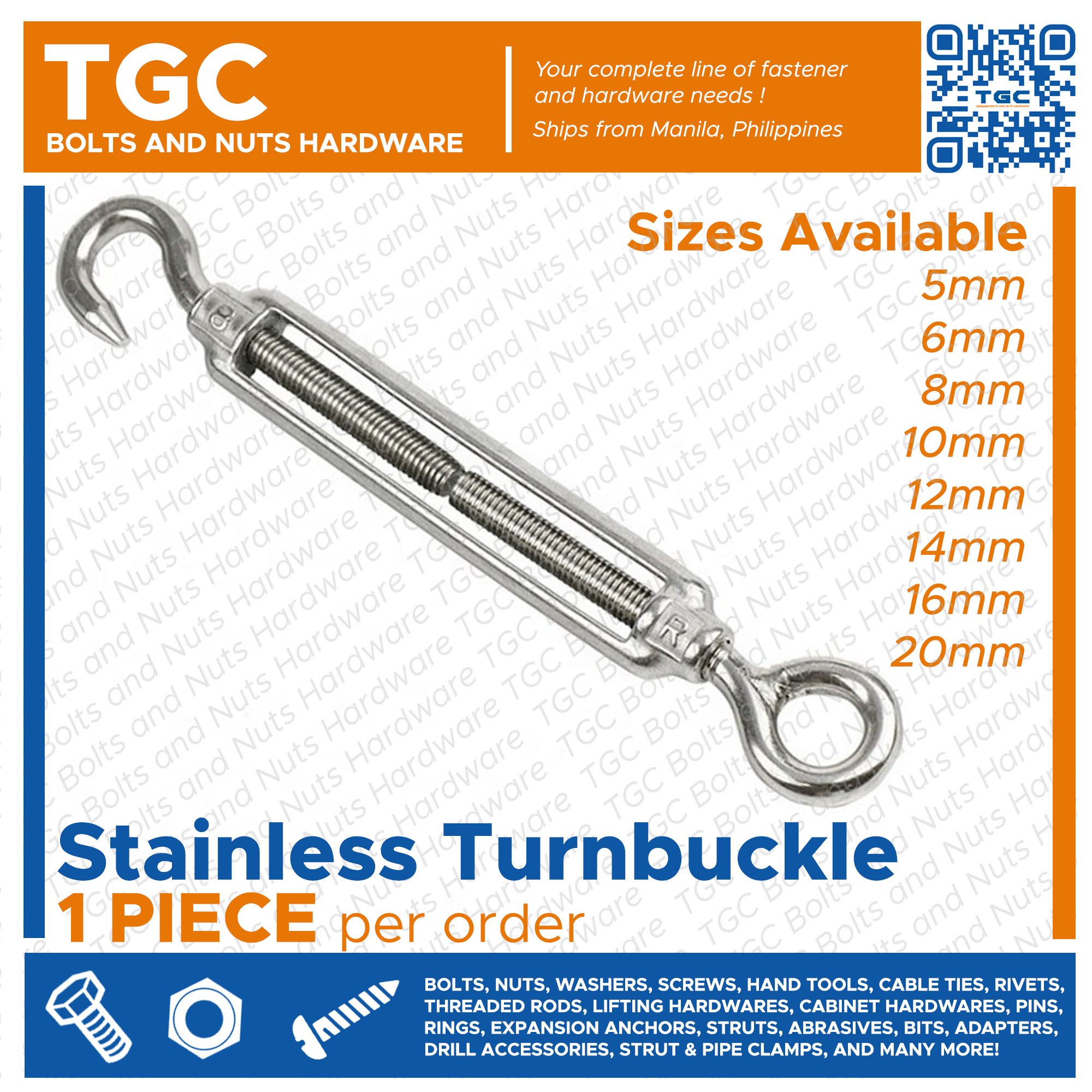 TGC 1PC Stainless Turn Buckle M3 M26 for Cables Ropes SS Turnbuckle 5