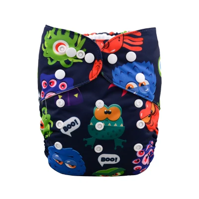 ALVA Baby 3.0 Cloth Diapers 【with select insert】Printed One Size Reusable Washable Pocket nappy fit 3-15kg baby H041