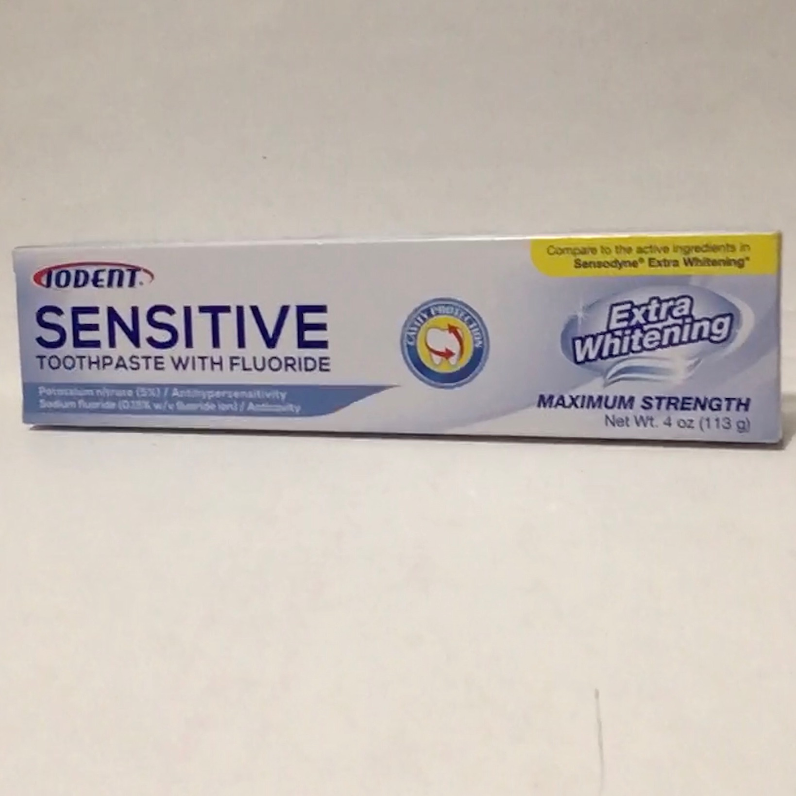 Sensitive Toothpaste Iodent with Fluoride Extra Whitening Maximum Strength 4oz. (113g) Cavity