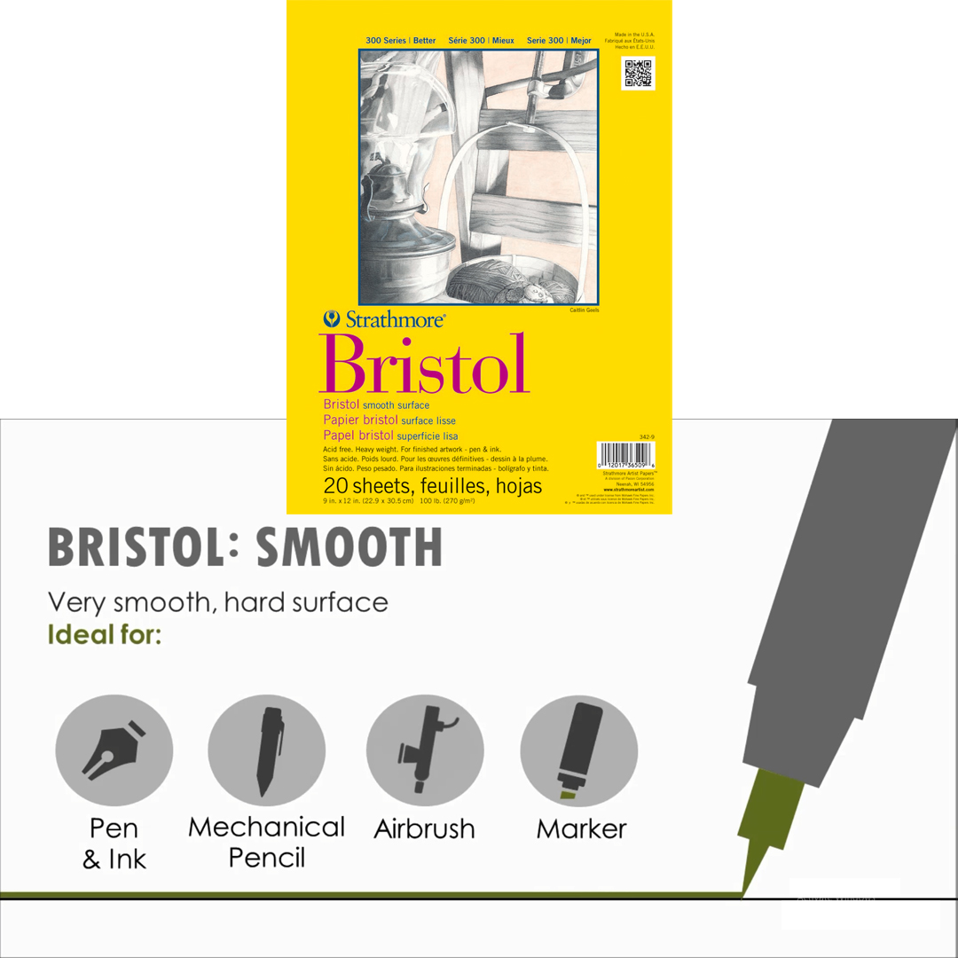 Strathmore 300 Series Bristol Pad Smooth or Vellum Surface Paper