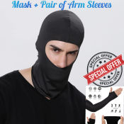 Must Haves Mask + Pair of Arm Sleeves Outdoor Bike Bicycle Balaclava Sport Mask Cycling Riding Face Mask Scarf Headband Protection Cycling Full Face Mask