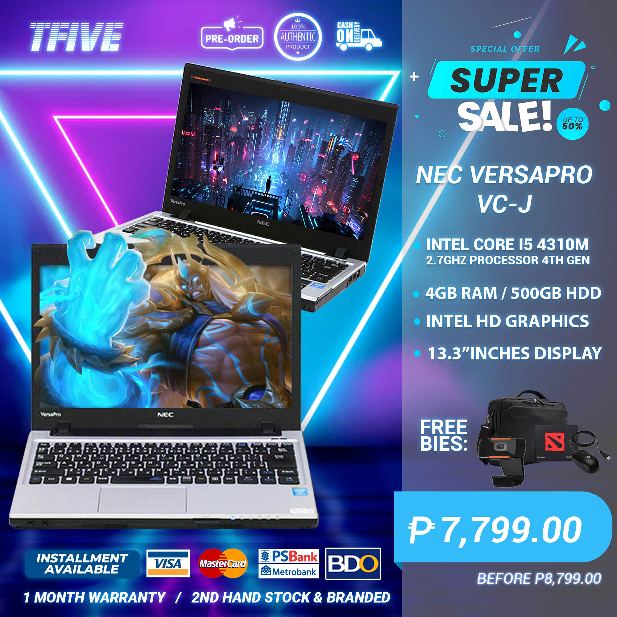 LAPTOP NEC VERSAPRO VC-J INTEL CORE I5 4TH GEN 4GB