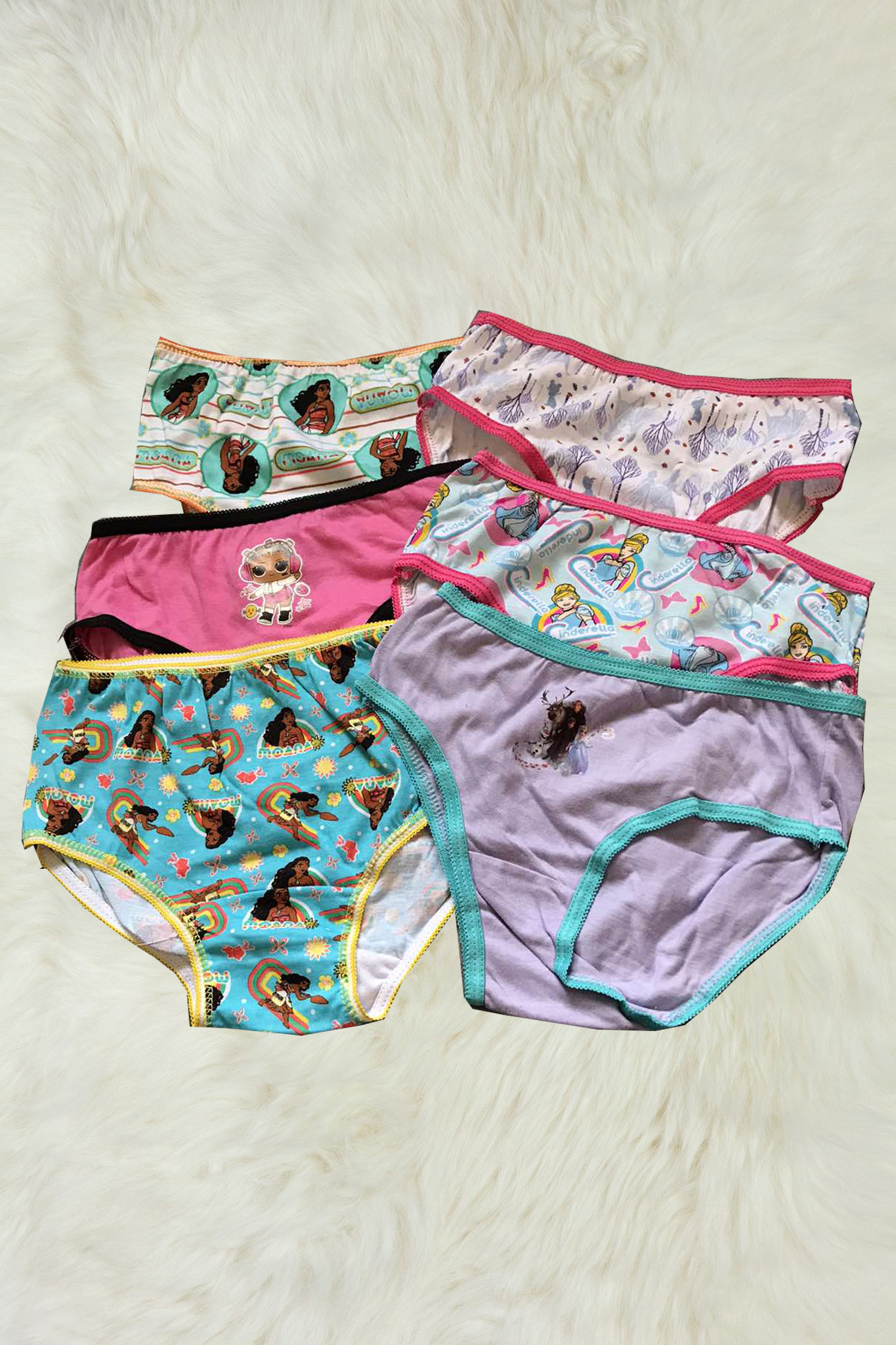6/12pcs Cartoon Characters Colored Panty for Baby girls Sizes will fit from  2 years old toddler to 8 yr old girl