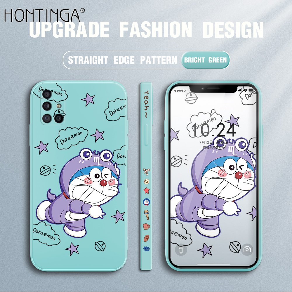 Hontinga Casing Case For Samsung Galaxy M51 Case Cartoon Doraemon Anime Square Original Liquid Soft Silicone Edge Pattern Case Full Cover Camera Protection Cases Back Cover Phone Casing Softcase For Girls