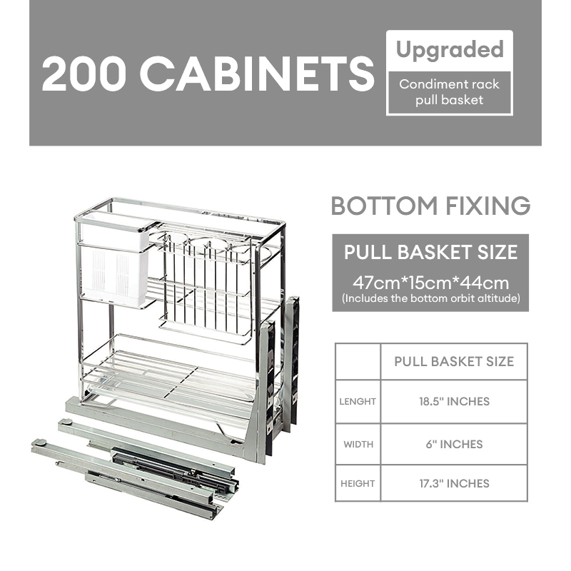 KEVE Pull Out Kitchen Condiments Pull Out Rack Pull Out Basket