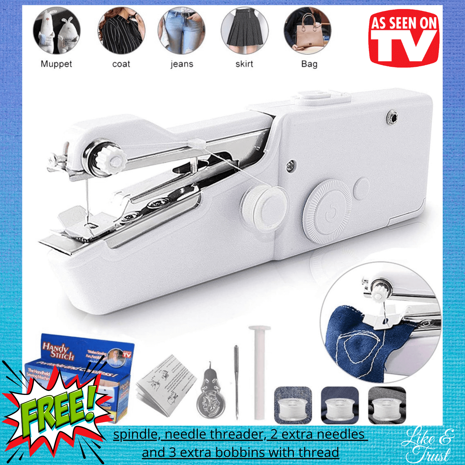 Cordless Handheld Electric Sewing Machine Quick Handy Stitch for Home or Travel use Handheld Sewing Machine 