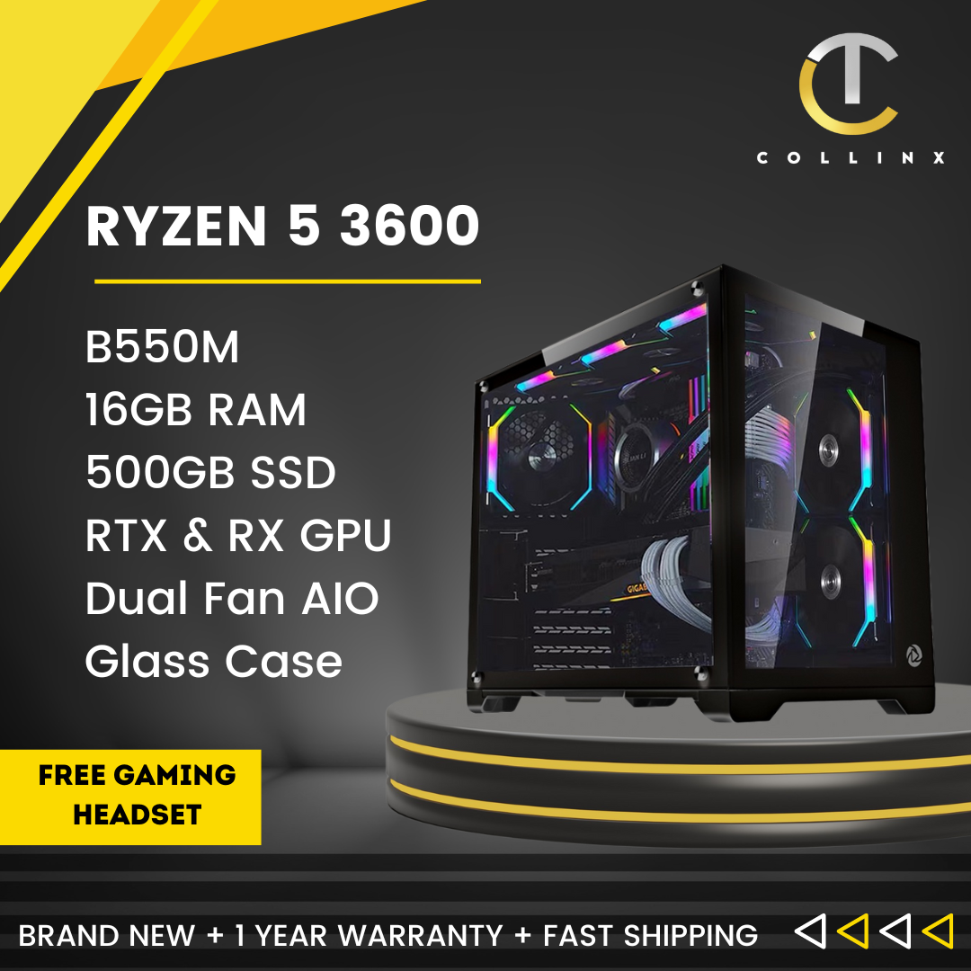 [ ADVANCED BUILD B ] AMD RYZEN 5 3600 RGB PC Desktop Nvidia RTX