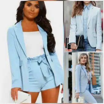 Stylish Light Blue Blazer For Women Lazada Ph