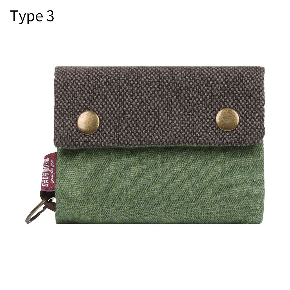 EWELLBE Casual Style Key Pocket Card Holder Cat Dog Pattern Folded Wallet Portable Canvas Purse Cartoon Animal Pastoral Floral