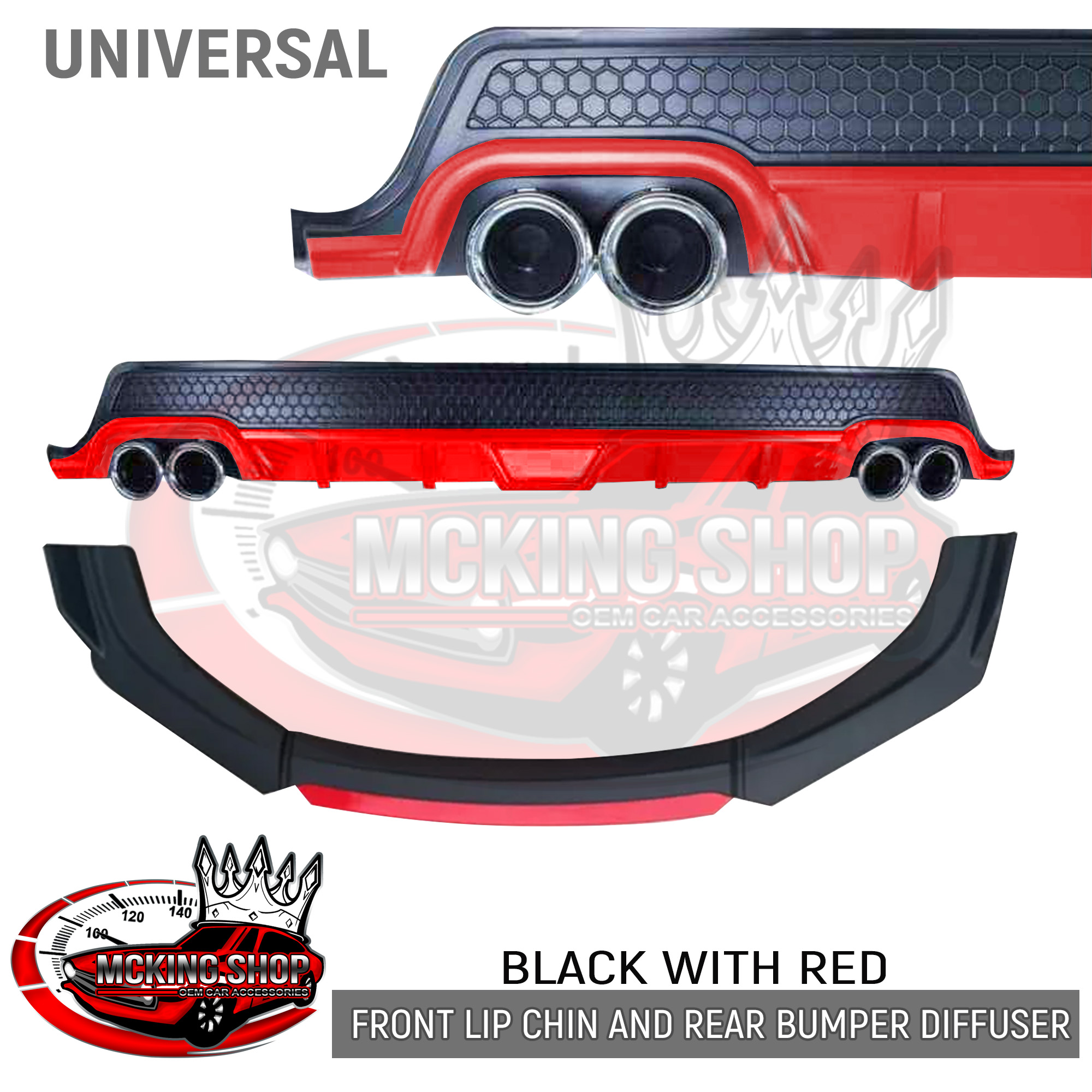 Universal Front Lip And Rear Bumper Diffuser Fits all Cars (Black and ...