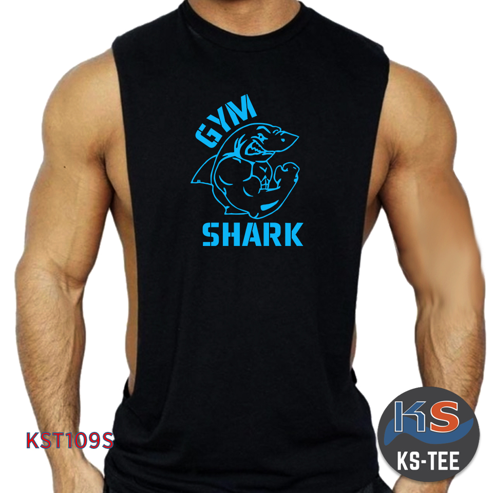 GYM SHARK SANDO Fitness Gym Shirt Muscle Shirt tshirt printed graphic gym  tee Men's t-shirt Fitness shirts for men tshirts on sale