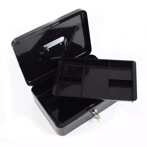 MINI CASH BOX 15Cm Mini Portable Stainless Steel Tiered Money Cash