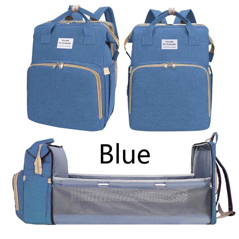 ☃travel baby bag Crib Mommy Bag 2in1 multifunctional backpack diaper