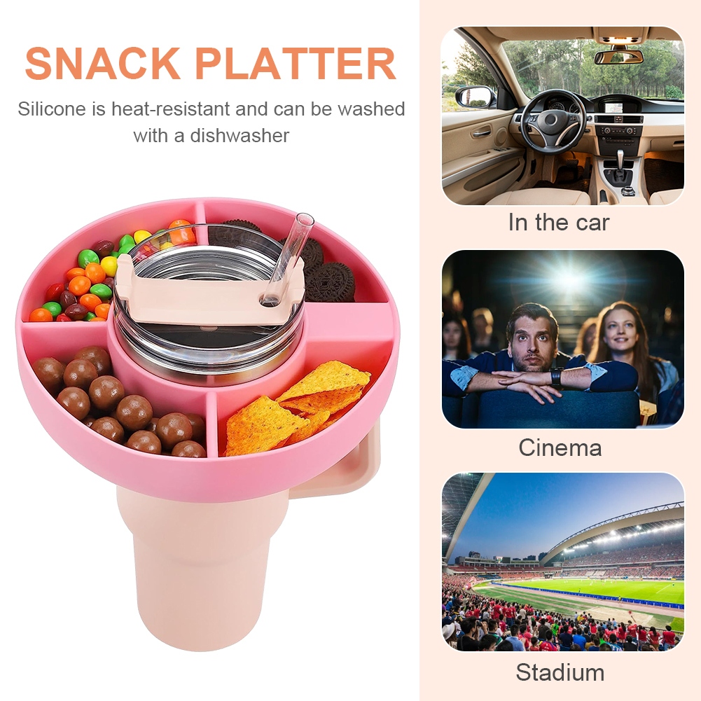 Snack Bowl for Stanley Cup 40 oz Tumbler, Reusable Divided Tray Platter  Food Storage Containers 