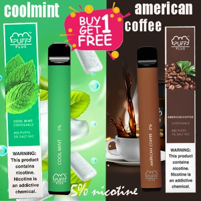 BUY 1 TAKE 1 Puff Plus Disposable Pod Device Electronic Cigarettes 5% Saltnic 800 Puffs (COOL MINT + AMERICAN COFFEE)