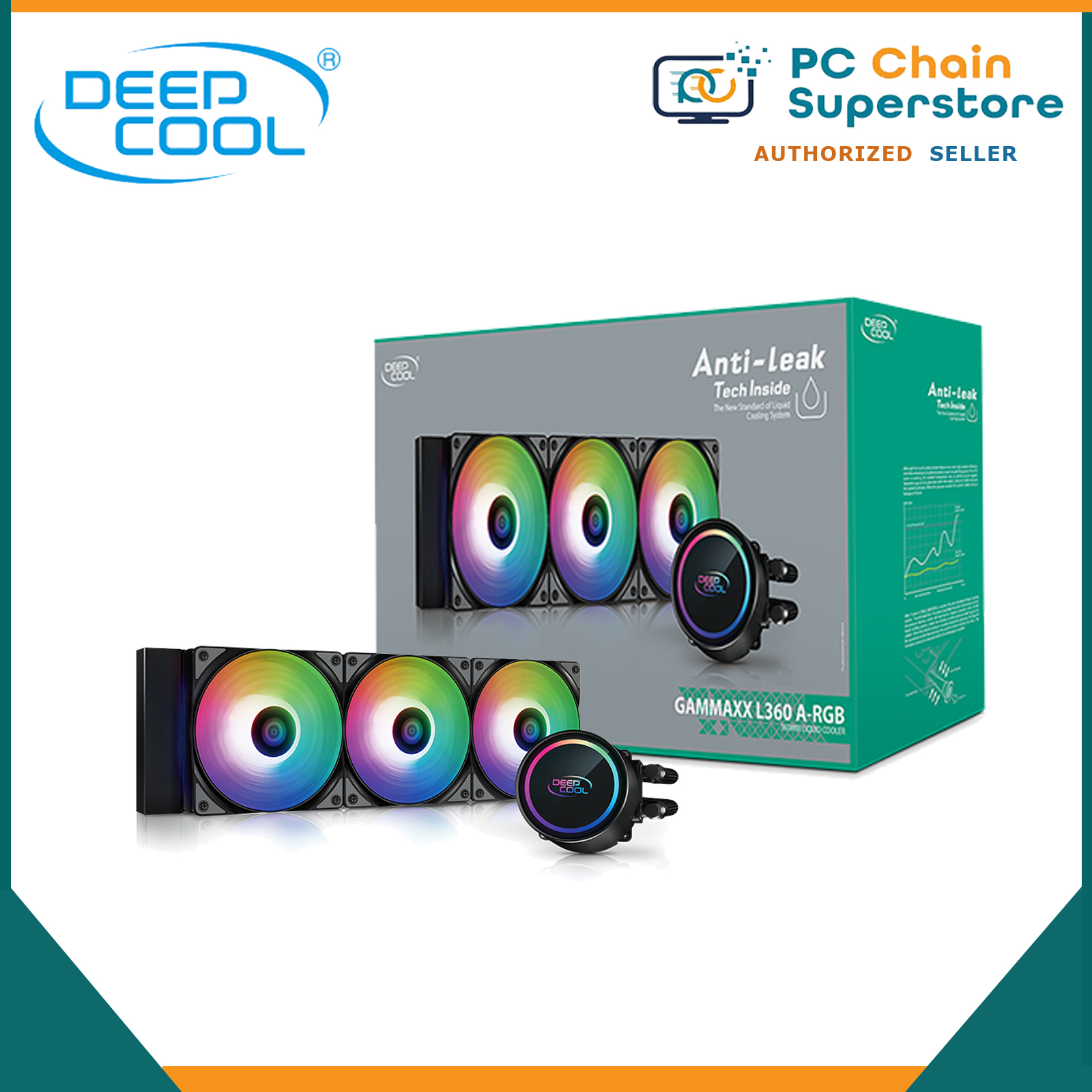 DeepCool Gammaxx L360 ARGB 360mm AIO Liquid CPU Cooler with AntiLeak