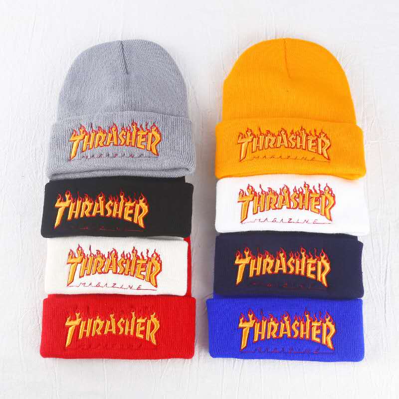 Hat male tide Thrasher brand flame knitted hat cold hat street