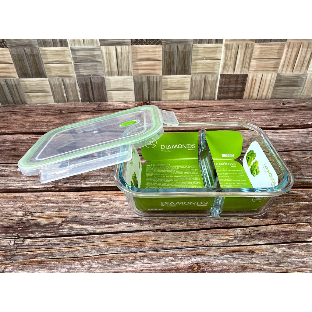 【New】 3 Divider 2 Divider Lunch box glass food storage container