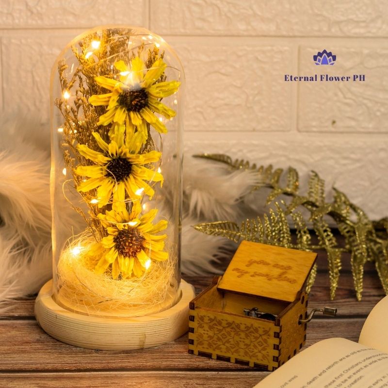 Artificial Sunflowers Australia Sunflower In Glass Dome, Artificial