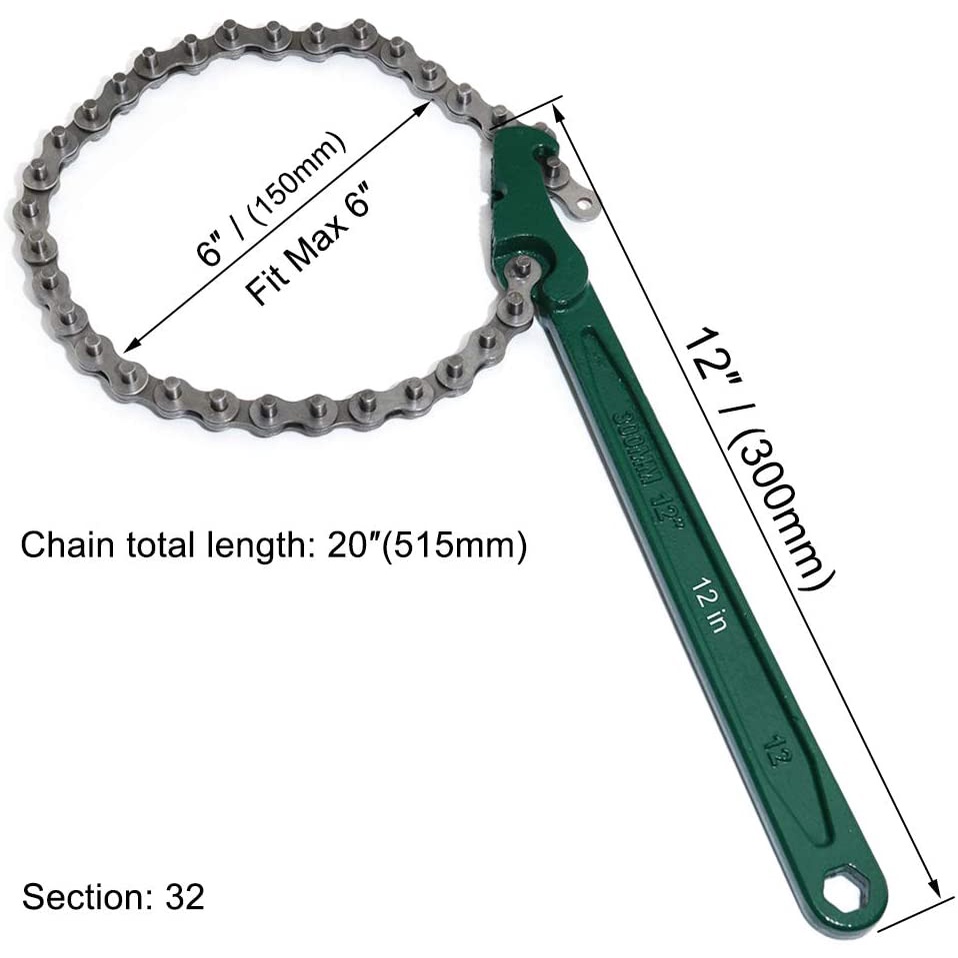 9 Inch Heavy Duty Ratcheting Chain Wrench Reversible Oil Filter Tool