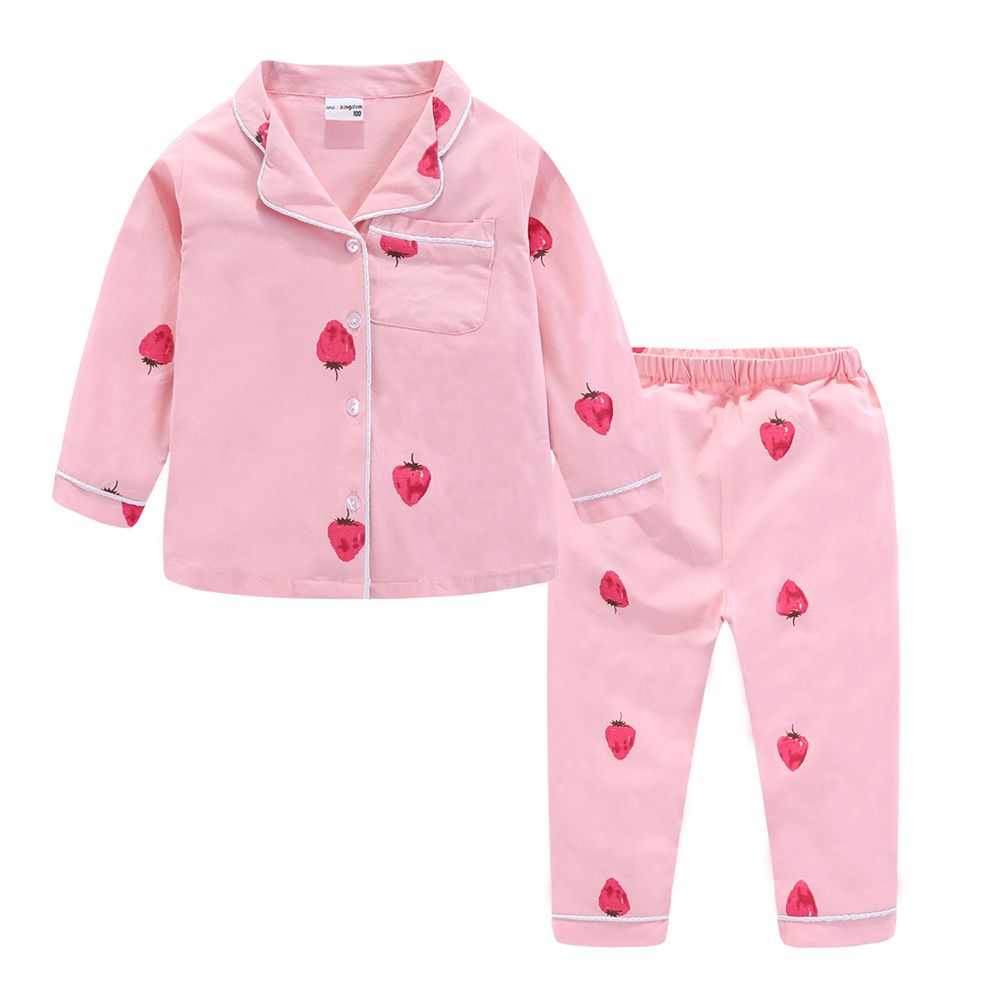 Jurebecia Girls Boys Pajamas 2 Pcs Cotton Cartoon Sleepwear Clothes Set Long Sleeve Tops+Elastic Waistband Pant Outfits