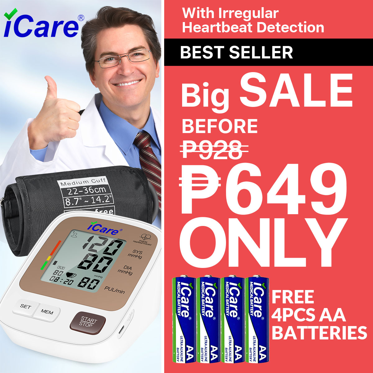 iCare®CK818 USB Powered Automatic Blood Pressure Digital Monitor