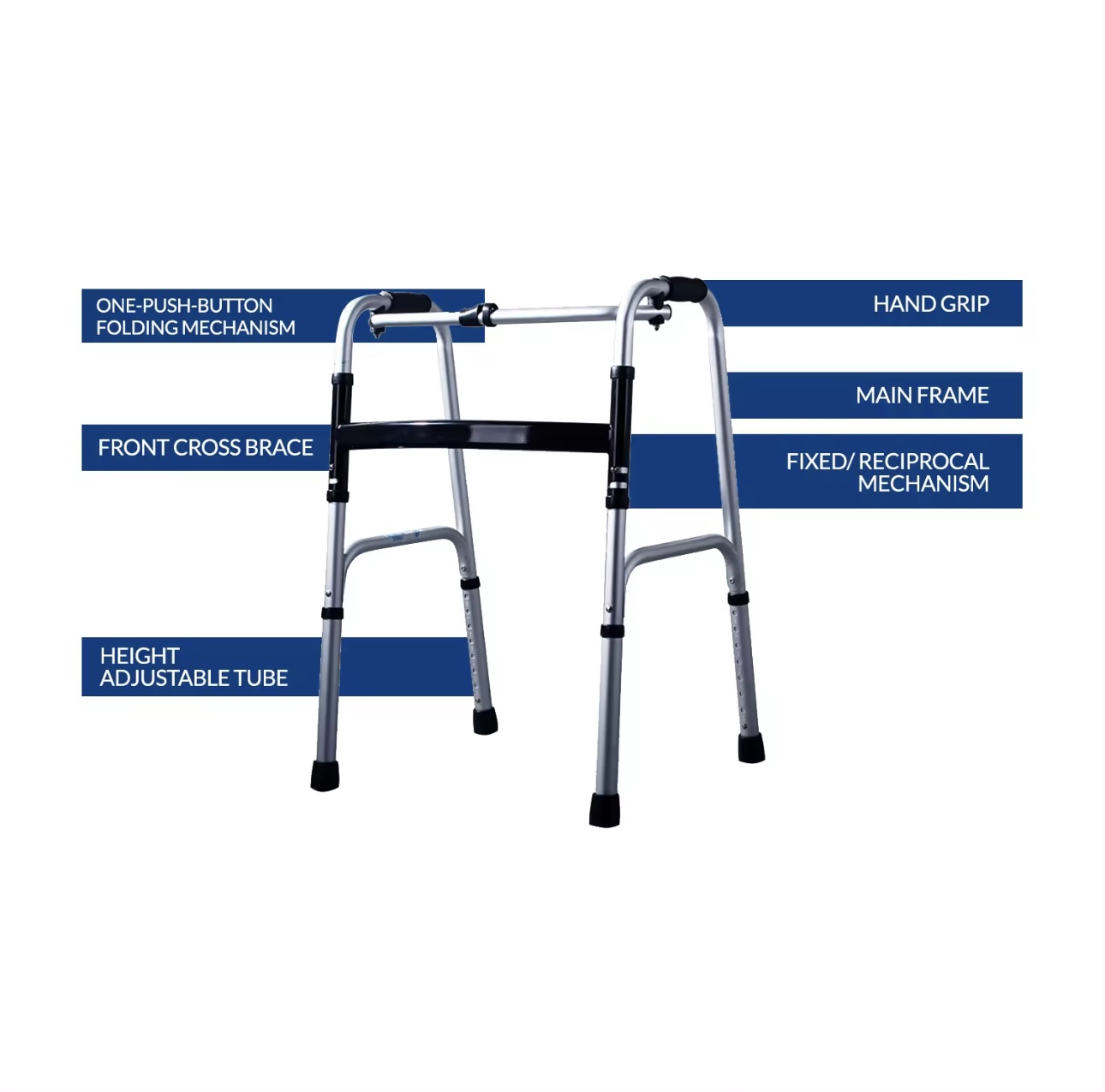 Walker for Elderly Adult Foldable Stainless Steel Walking Aid