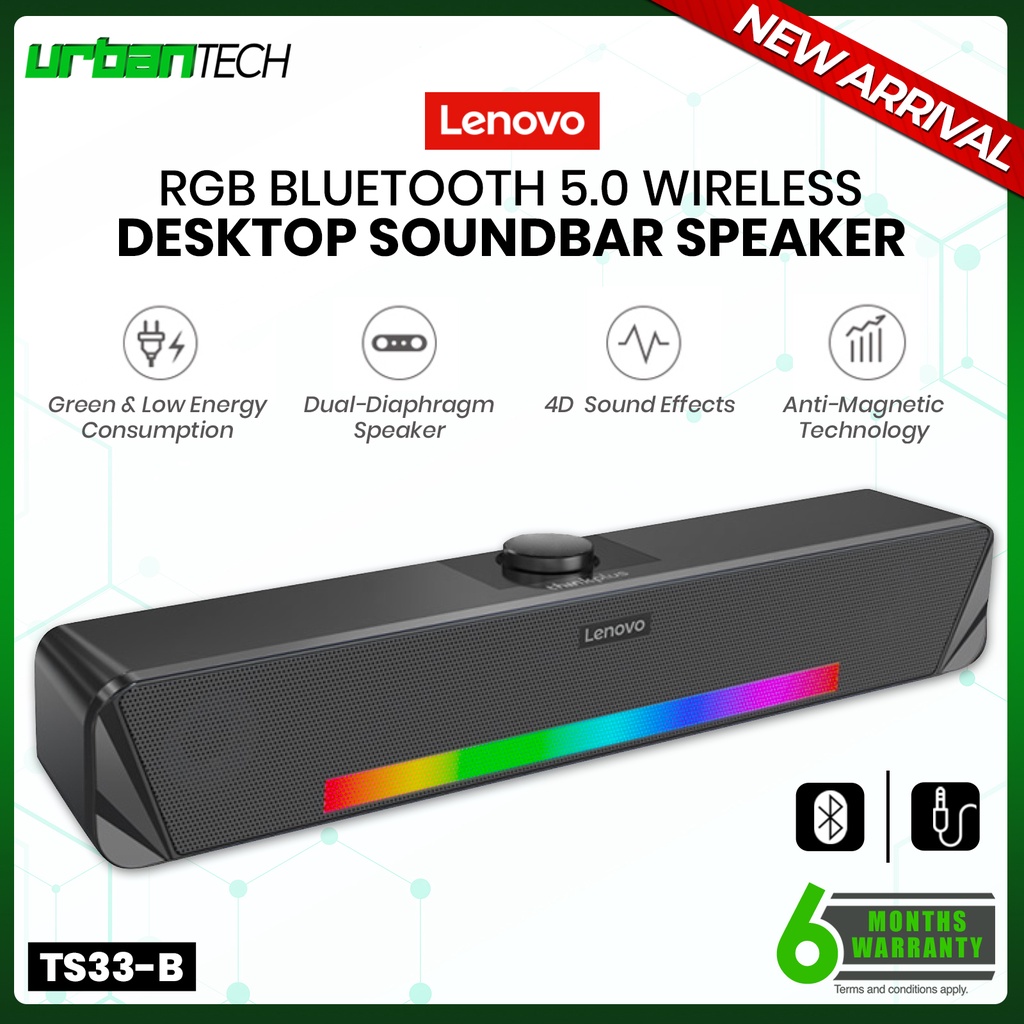 Lenovo TS33B Wireless Bluetooth Speaker with RGB Strip Computer Audio