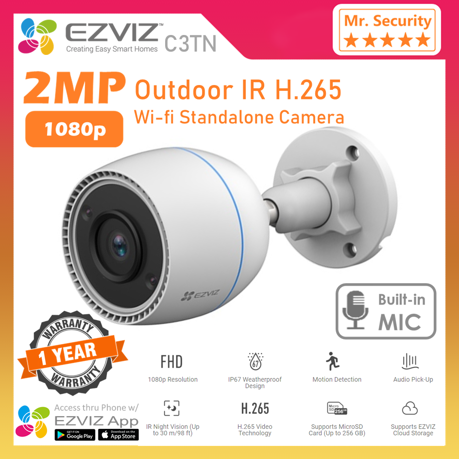 Ezviz C3TN 2MP Outdoor Stand Alone CCTV Wi-Fi Camera, Home Mobile ...