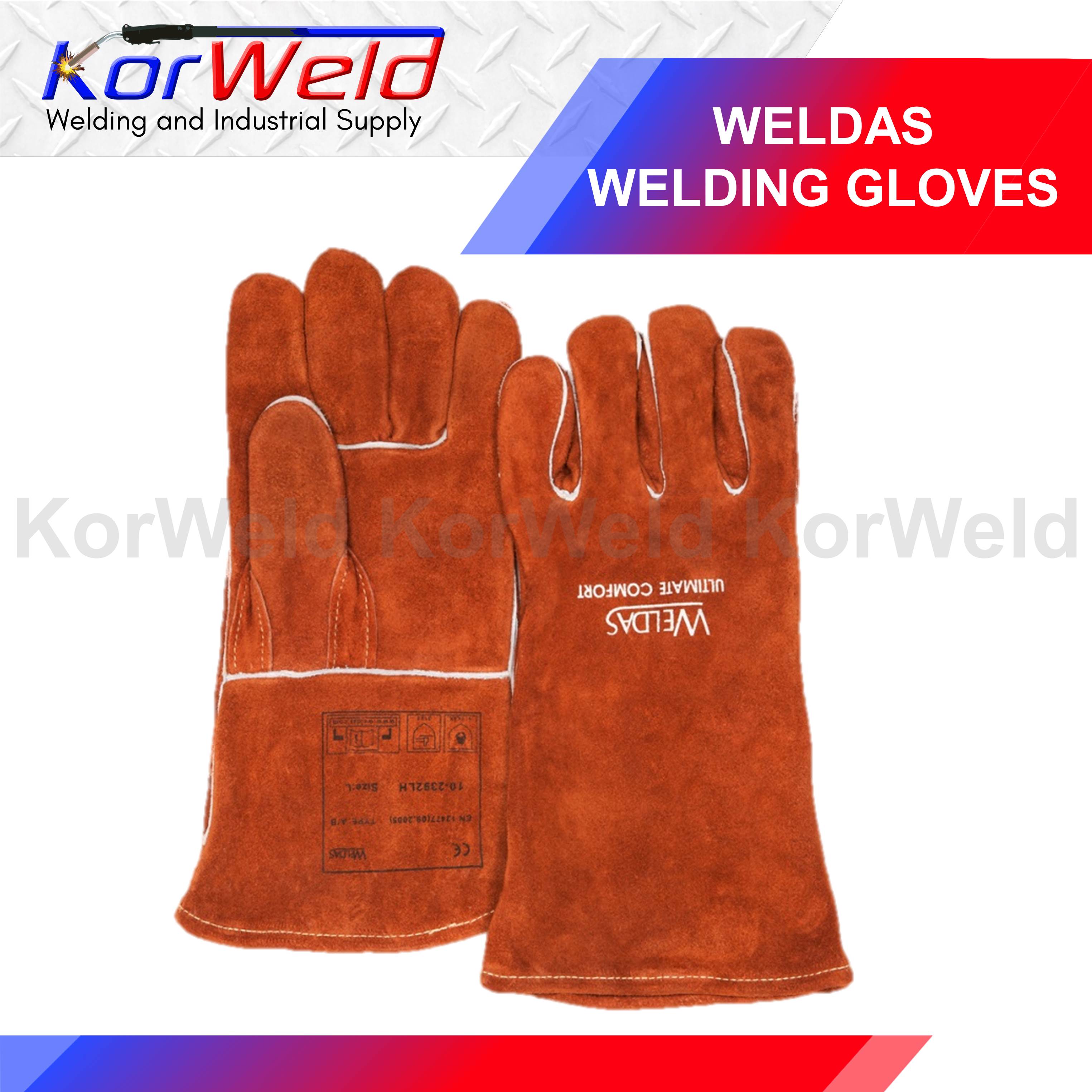 S L XL XXL Size WELDAS MIG/MAG Welding Gloves Premium Quality Split Leather 