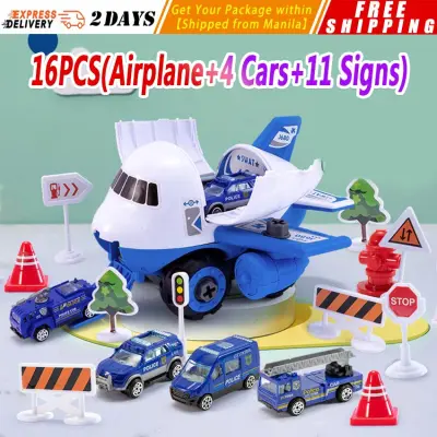 DIY Simulation Track Inertia Airplane Passenger Aircraft Car Model Set Vehicles Parking Station Game Educational Toys For Boy DIY Plane Toy