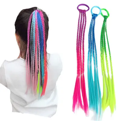 1 pc Twist Braid Hair Rope Twist Braid Hair Rope Headdress for Women Kids Colorful Wigs Ponytail Hair Ornament Headbands Fashion Girls Hair Extensions Accessories