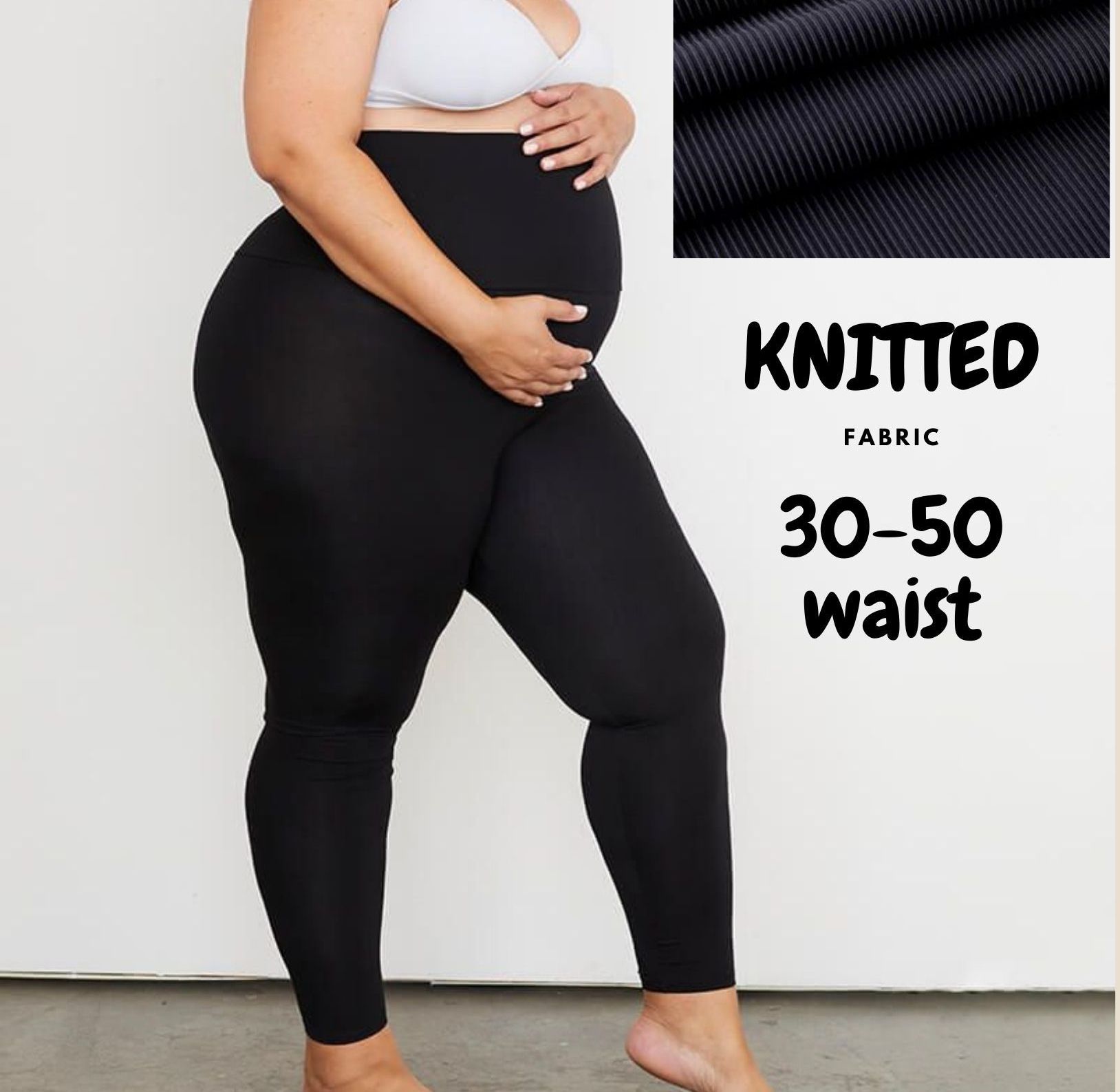 2XL to 4XL Knitted Maternity Leggings Plus Size
