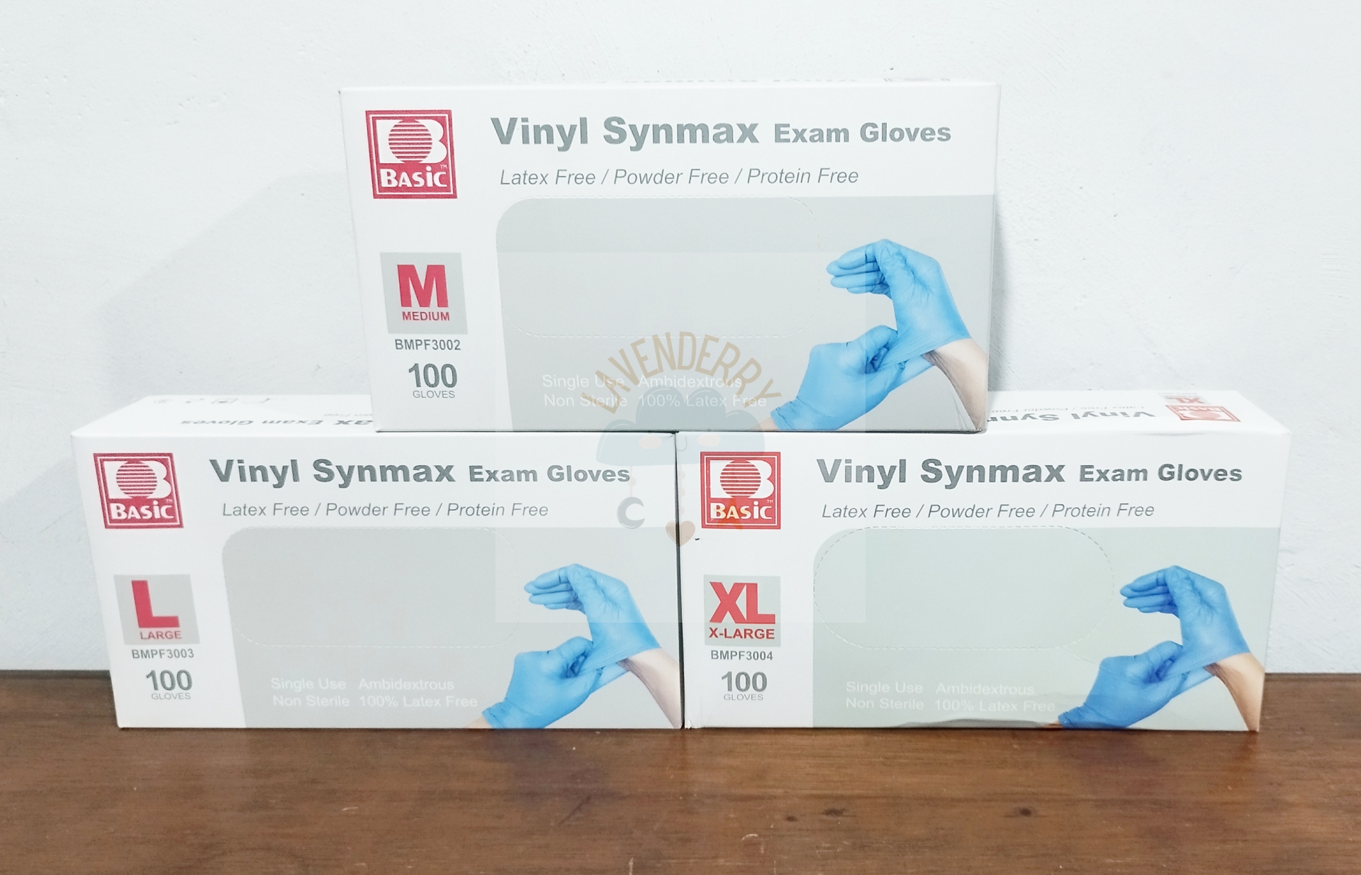 BASIC Medical Blue Vinyl Disposable Synmax Exam Gloves MEDIUM ( BLUE