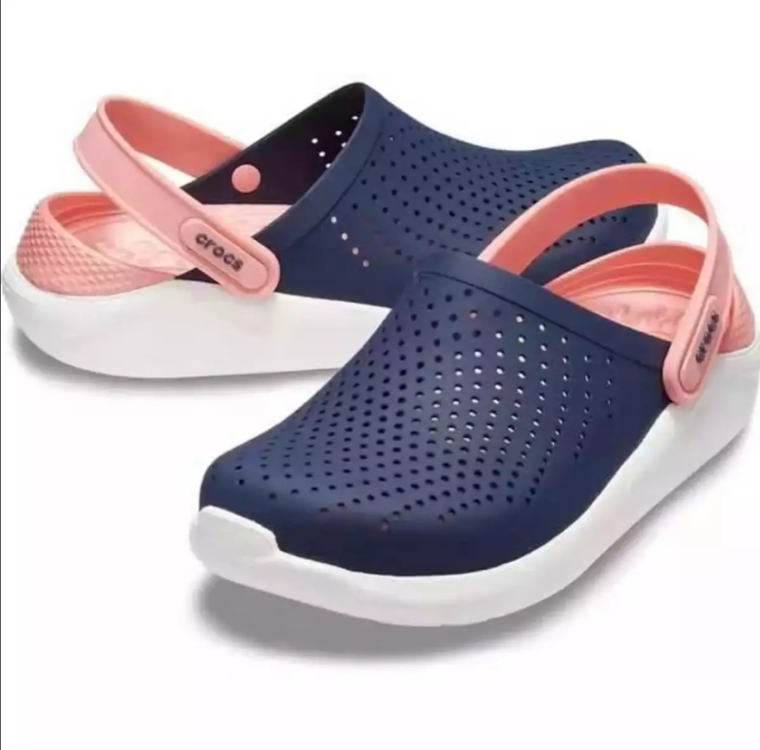 crocs blue and pink
