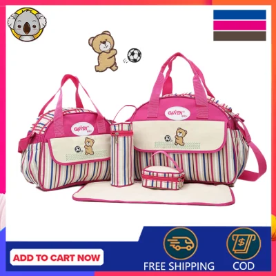 5 in 1 Mommy Babybag Diaper Travel Bag for Mommy and Baby COD with FREEBIES
