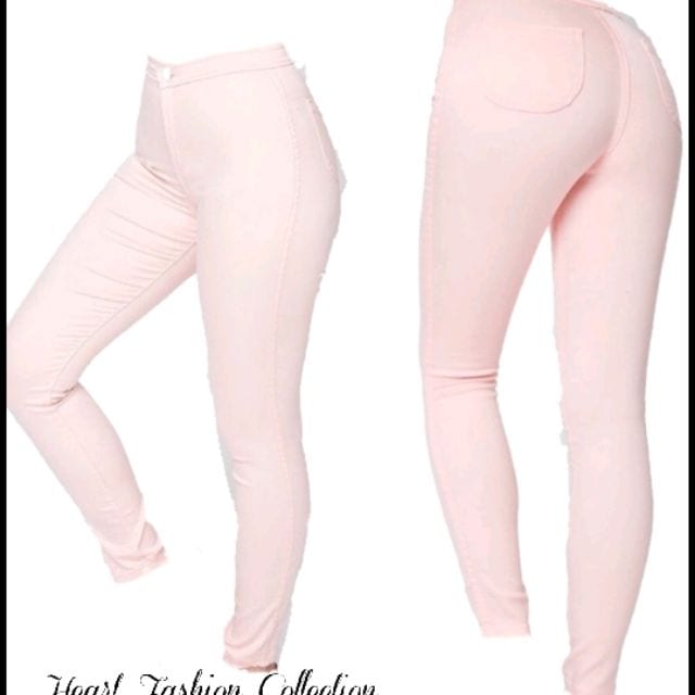 light pink high waisted jeans
