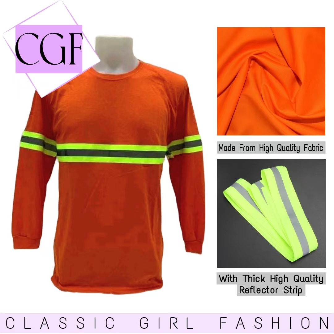 (ORANGE) Long Sleeve With Reflector Safety Wear For Construction ...