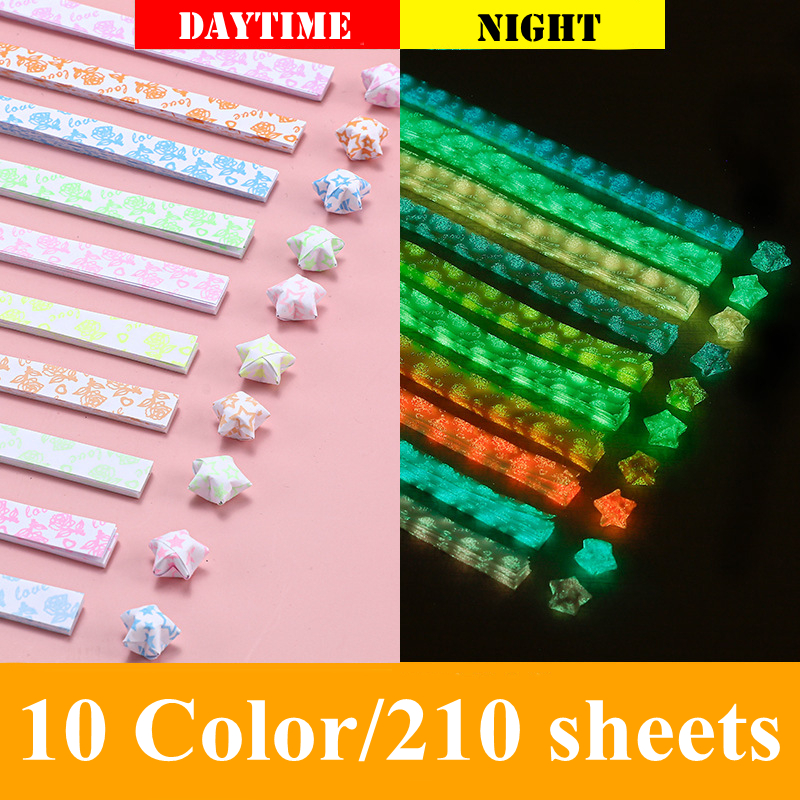 210PCS Sheet Luminous Origami Paper Strips DIY Handmade Crafts 10