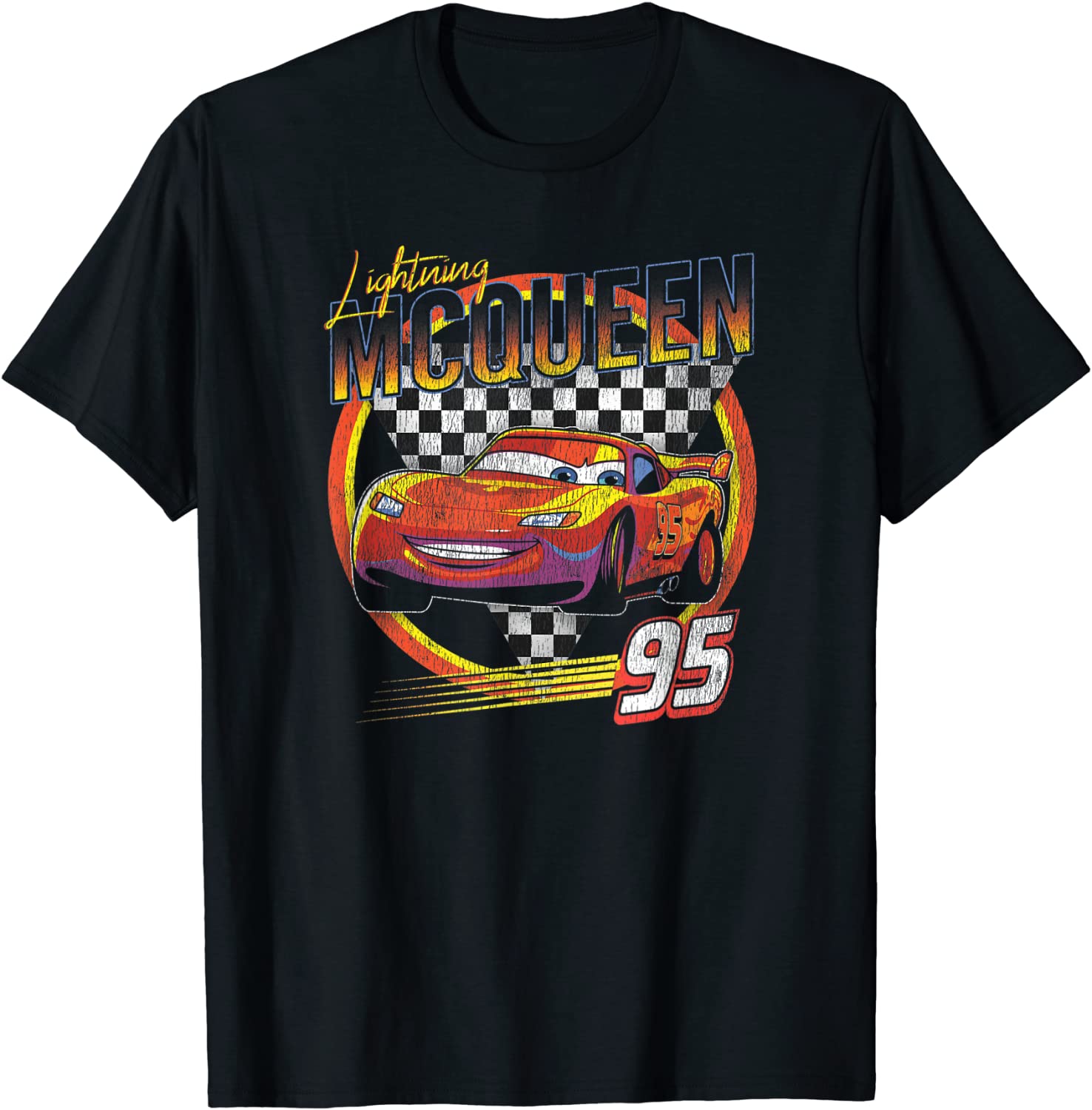 Disney Pixar Cars Lightning McQueen Vintage Race Cotton T shirt