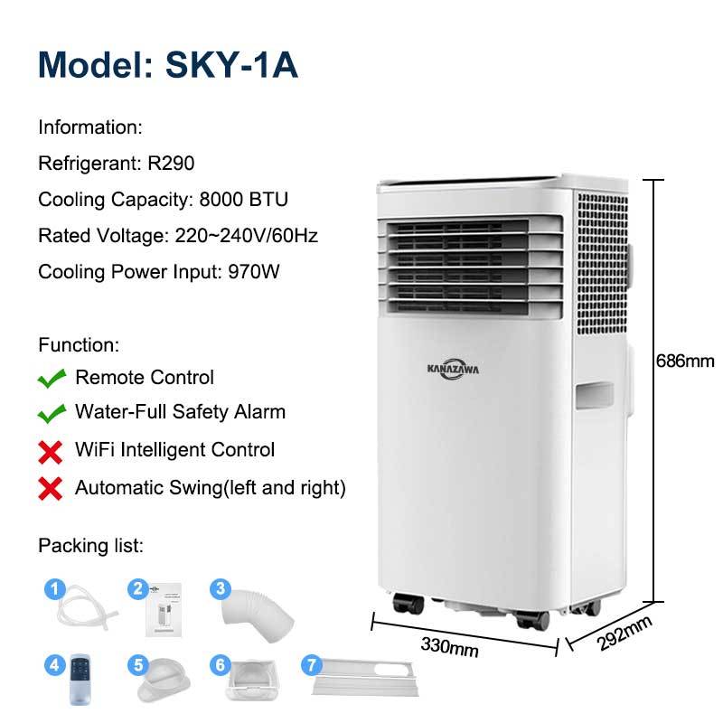 KANAZAWA Portable Air Conditioner Household 1HP With WiFi Intelligent