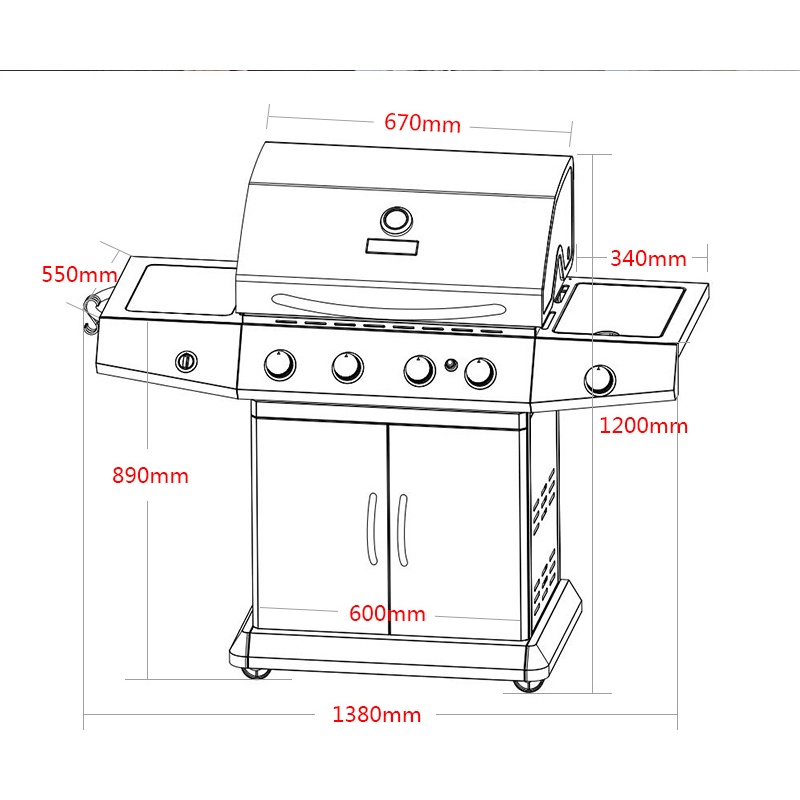 BOBI Commercial BBQ Smokeless Barbecue Truck Gas Barbecue Gas Charcoal Movable Outdoor Courtyard