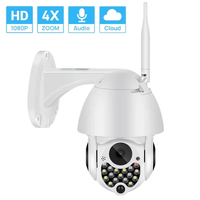 Hamrol 1080P 17 LEDs PTZ Wifi Camera 4X Digital Zoom CCTV Security Camera Siren Light 2MP Auto Tracking Cloud Home Security IP Camera